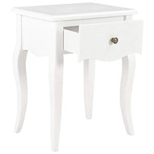 Tidyard Comodino in Legno Massello di Pino,Comodino con 1 Cassetto,Stile Francese Bianco 40x30x50 cm
