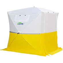 Goutime Gazebo,2×2M Padiglione da Impermeabile Pieghevole con 4 Pareti Laterali,Tenda Pop-Up Multifunzione (Bianco e Giallo)
