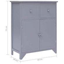 FAMIROSA Armadietto Grigio 60x30x75 cm in Legno di Paulownia