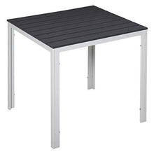 Outsunny Tavolo da Giardino Quadrato con Piano Effetto Legno, Arredamento da Esterno Grigio Scuro e Bianco, 78x78x74cm