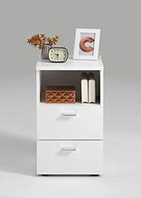 AVANTI TRENDSTORE - Colma - Comodino con 2 cassetti ed 1 vano Aperto, in Legno Laminato, Disponibile in Diverse colorazioni. Dimensioni Lap 35x61,5x40 cm (Bianco)