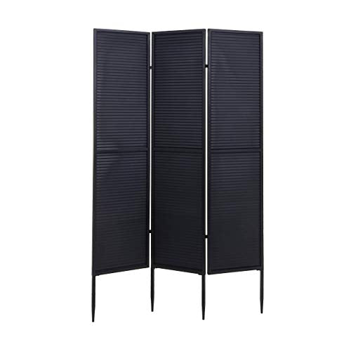 Paravento divisorio separè da Esterno HWC-J14 Metallo 3 Pannelli 200x121cm - Nero