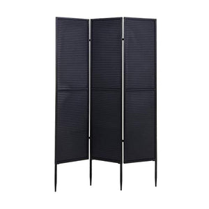 Paravento divisorio separè da Esterno HWC-J14 Metallo 3 Pannelli 200x121cm - Nero