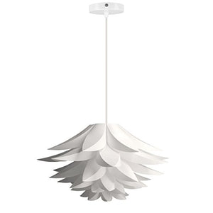 kwmobile Lampadario DIY puzzle fiore di loto - Paralume per lampada a sospensione - con set fissaggio al soffitto portalampada E27 cavo 90cm - bianco