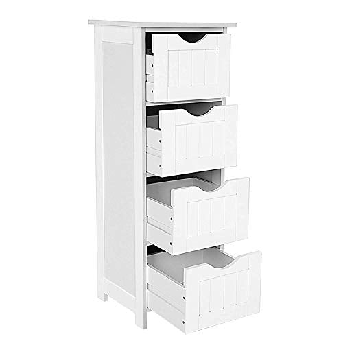 Flyelf Armadietto del Bagno,Mobiletto del Bagno Mobili da Camera da Letto con 4 Cassetti 30 * 30 * 82cm
