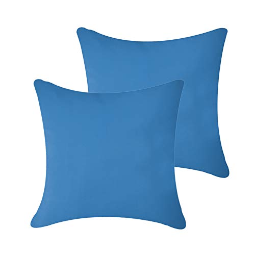 Pannow Copricuscino decorativo per esterni, impermeabile, per giardino, patio, prato, divano in rattan, confezione da 2 pezzi, -, Blu, 50 x 50 cm