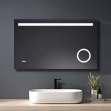 Heilmetz Specchio da bagno a LED con illuminazione, luce bianca calda, specchio da parete (Stile G, 100x60cm Sensorschalter + Uhr)