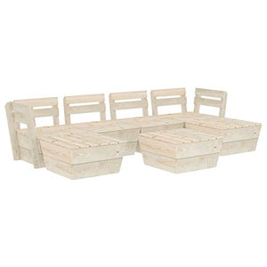 Qnotici 6-Teiliges Gartenpaletten-Lounge-Set Ecksofa im Freien mit Esstisch und Fußschemeln, 3 Mittelsofa, 1 Ecksofa, 2 Tisch/Ottomane