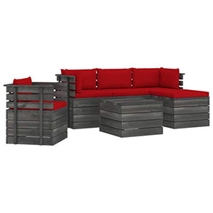 FAMIROSA Set Divani da Giardino su Pallet 6 pz con Cuscini Massello Pino-1857