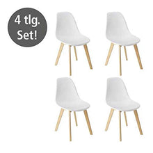 WENKO Set di 4 sedie a Conchiglia per Sala da Pranzo, Bianche, Lavabili, Gambe in Legno massello di faggio, Design scandinavo