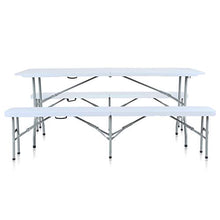 Strattore Set Tavolo e 2X Panche da Campeggio Birreria Giardino Pieghevole Panca Banco Plastica Catering Picnic