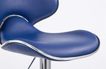 CLP Sgabello Design Cucina Las Vegas V2 In Similpelle Con Schienale I Sedia Alta Imbottita Girevole Regolabile 62-82 CM, Colore:blu, Colore del telaio:cromo
