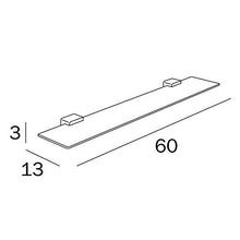 INDA - Accessori Bagno, Serie Lea, Mensola in Vetro Temperato Satinato con Supporti in Ottone Cromato, Dimensioni 60 x 13 x 3 cm