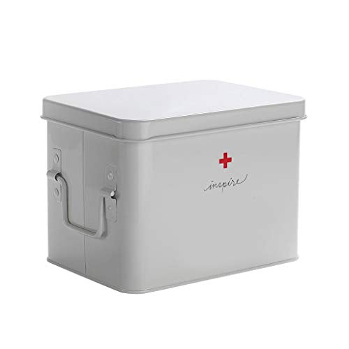 Scatola per Medicinali Medicina Box, Piccolo Sacco da primo soccorso, scatola di immagazzinaggio con la maniglia, punto bagagli, Double-Layer Design, con scomparti, Bianco Contenitore per Medicinali