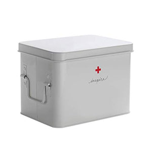 Scatola per Medicinali Medicina Box, Piccolo Sacco da primo soccorso, scatola di immagazzinaggio con la maniglia, punto bagagli, Double-Layer Design, con scomparti, Bianco Contenitore per Medicinali