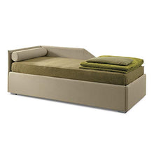 LettoFacile - Morph Dormeuse Imbottita in Tessuto con Contenitore o con Letto Estraibile - Made in Italy (80 x 190 cm) (Dormeuse con rete e rete estraibile, Beige)