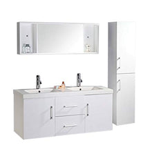 MOBILE BAGNO COLONNA COMPLETO MODELLO WHITE MALIBU 120 CM DOPPIO LAVABO RUBINETTI INCLUSI