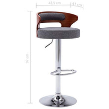 UnfadeMemory Sgabelli da Bar Moderno Sedia Cucina Alta con Schienale, Altezza Regolabile Sgabello da Bar 2 pz in Legno Ricurvo e Similpelle (Grigio Scuro)
