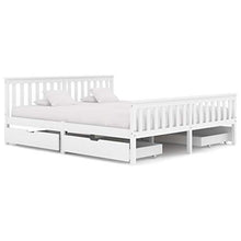Lasamot Struttura Letto in Legno massello di Pino per Adulti, Bambini, Struttura Letto con 4 cassetti, Bianco, Dimensioni Materasso Adatte 180x200 cm (Senza Materasso)