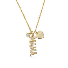 Baoxiaohed Collana in Argento Sterling, 925 Sterling Argento Stile Moda Rosa Oro Cuore Alfabeto Collana Dorata, Adatta per La Festa della Mamma, Regali di Anniversario E Regali di Compleanno