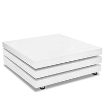 Deuba Tavolino da Divano Salone Bianco Laccato Lucido Girevole a 360° Design Moderno 76x76cm Soggiorno sofà Tavolo caffè