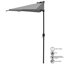 casa.pro] Ombrellone a semicerchio (Ø300cm) (Grigio) Ombrellone con manovella/Ombrellone da Mercato/Ombrellone da Giardino/Semicerchio