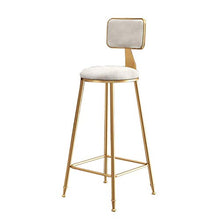 YS Sedia Sgabello da Bar Sedile Bar, per il Tempo Libero Arte Moderna in Ferro Schienale Floccato Cucina Nordica Rustica Cucina da Pranzo con Poggiapiedi,Bianca,65 cm