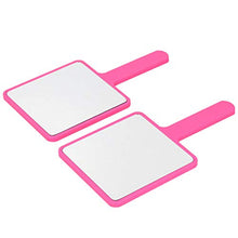 Specchio da trucco, 2 pz singolo lato maniglia specchio trucco salone di bellezza portatile palmare specchio cosmetico (L) rosa rosso