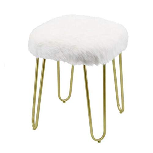 Mobili per la casa e Giardino Sgabello Moderno di moda丨Poltrone per cameretta da letto丨Sgabello Bianco per Capelli corti-40x40x48cm Ottomani da Cucina (Colore : Oro)