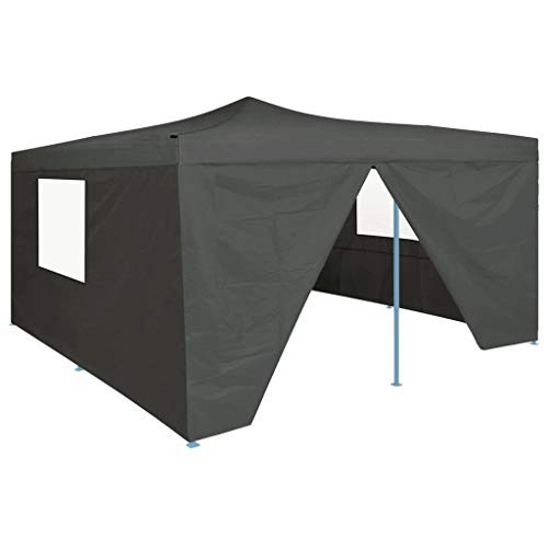 Festnight Gazebo da Giardino Gazebo Pieghevole con 4 Pareti Gazebo 5x5 m Tende Gazebo Chiuso Impermeabile Tendone da Esterno Bianco/Antracite