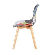 GrandCA HOME Set di 4 sedie da pranzo, Sedia in Stile Scandinavo, Sedie Patchwork, Sedia in Lino con Gambe in Legno Massello per Sala da Pranzo, Soggiorno, Ristorante (Rosso)