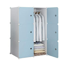 Locker 3-Gitter Armadio Armadio Appendere Organizzatore Plastic Storage Ripiani 6 Porte Vestiti Robusta Home Camera Blu 76X37X111CM MUMUJIN