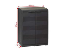 Armadietto basso da giardino, con 1 ripiano, colore: nero, 65 x 38 x 87 cm