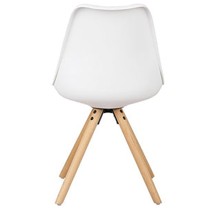 WOLTU BH52ws-1 Sedia Sala da Pranzo Sgabello con Schienale in Plastica e Ecopelle Senza Braccioli Gambe di Legno Bianco