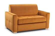 Natura Sofa - Divano fisso scandinavo Sophia, 2 posti, velluto senape, basso ingombro, lunghezza 138 cm