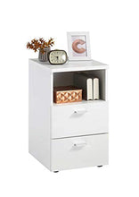 AVANTI TRENDSTORE - Colma - Comodino con 2 cassetti ed 1 vano Aperto, in Legno Laminato, Disponibile in Diverse colorazioni. Dimensioni Lap 35x61,5x40 cm (Bianco)
