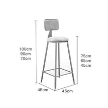 YS Sedia Sgabello da Bar Sedile Bar, Semplice Schienale Alto Floccato da Pub Dorato Home Dining Struttura in Metallo con Poggiapiedi Bancone Ristorante,Bianca,75 cm