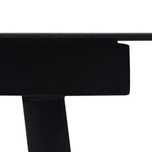 Tidyard Tavolo da Giardino Nero 190x90x74 cm in Acciaio e Vetro,Gambe a Punta in Acciaio