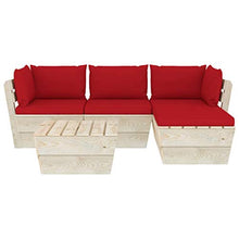 SKM Set Divani da Giardino su Pallet 5 pz con Cuscini Legno Abete (82.2kg) Rosso-3474