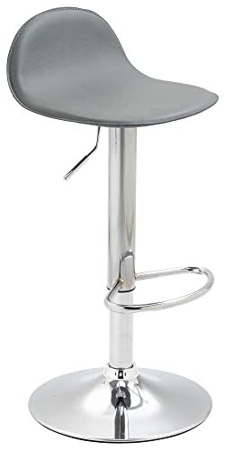 CLP Sgabello Design Lana V2 in Similpelle I Sedia Sgabello Cucina con Poggiapiedi E Schienale Girevole E Regolabile 58-79CM, Colore:Grigio, Colore del Telaio:Cromo