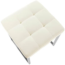 CLP Sgabello Poggiapiedi Barci In Similpelle I Panchetto Capitonné imbottito I Poggiapiedi Da Salotto Elegante Alt. 48 CM, Colore:crema