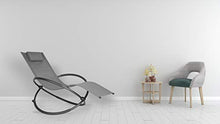 EUGAD Set di 2 Poltrone Sdraio a Dondolo Sedia a Sdraio Relax da Giardino Balcone con Poggiatesta e Braccioli Tubi in Ferro Grigio 0002TY-2