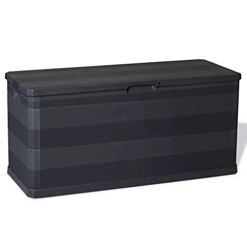 280 L Baule da Giardino Impermeabile,Cassapanca per Esterni,Panchina Contenitore da Esterno,in Polipropilene,Nero,117x45x56 cm