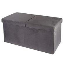 Baroni Home Cassapanca Pieghevole, Contenitore Portaoggetti, Pouf Poggiapiedi Velluto Grigio 76x38x38 cm