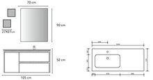 Set Mobile Lavabo Dx Specchio LED Arredo Bagno Moderno Alabama105 CERAMICHEMIRANDA-Rovere Ciok