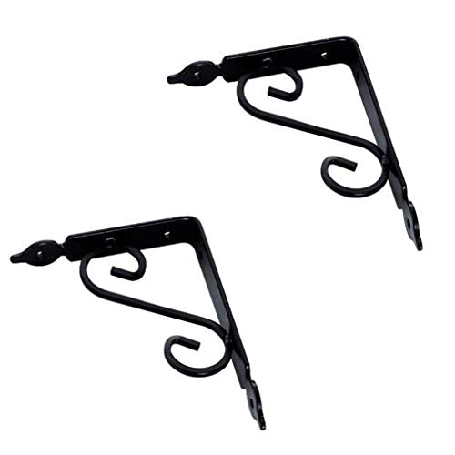 AWCPP 2Pcs Stile Europeo a Forma Di Muro a Forma Di Muro a Muro Staffa Appeso Supporto Staffe - Mensola Floreale a Parete, 90Degree - Parete Parentesi,Nero,140Mm * 110Mm.