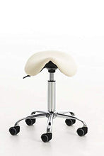 CLP Sgabello Lavoro Reno In Similpelle I Sgabello Pc A Sella Imbottito Regolabile 53-68 CM E Girevole Base In Metallo, Colore:crema