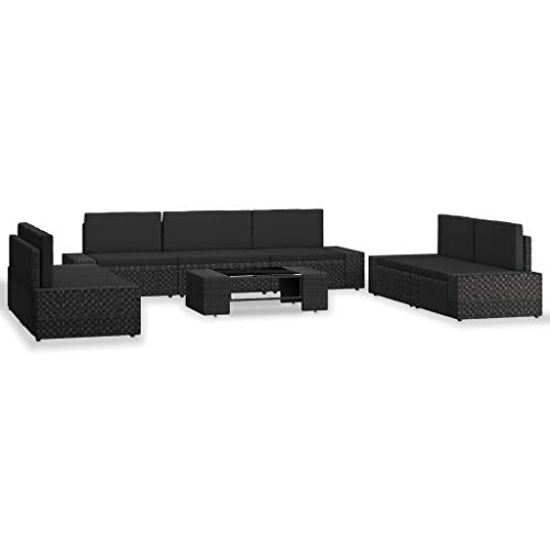 vidaXL Set Divani da Giardino 8 pz in Polyrattan Nero