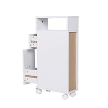ease Mobile da bagno con ruote con 2 cassetti Carrello portaoggetti da cucina in legno Mobile da bagno 15 × 33 × 66.5 CM Bianco