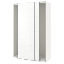 PAX armadio con ante scorrevoli 150x43.5x94 in vetro bianco/Färvik bianco